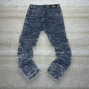 DNM Biker Jeans Slim Fit Jet Black Denim Distressed Grey Fade